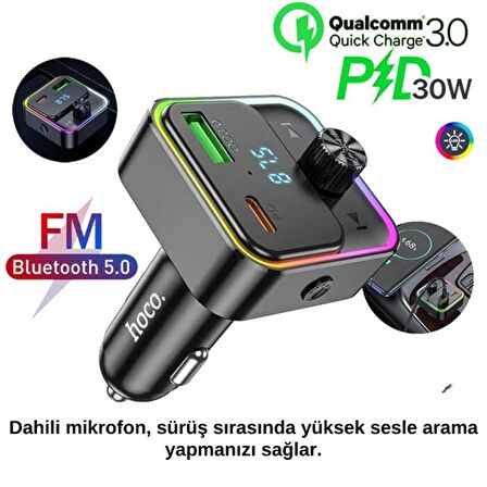 Coofbe 2in1 30W Araç Çakmaklık Şarj Başlığı ve Bluetooth Araç içi FM Transmitter Araç FM Müzik Kiti