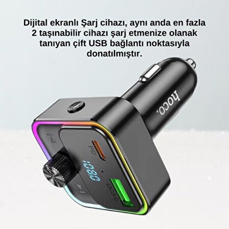 Coofbe 2in1 30W Araç Çakmaklık Şarj Başlığı ve Bluetooth Araç içi FM Transmitter Araç FM Müzik Kiti