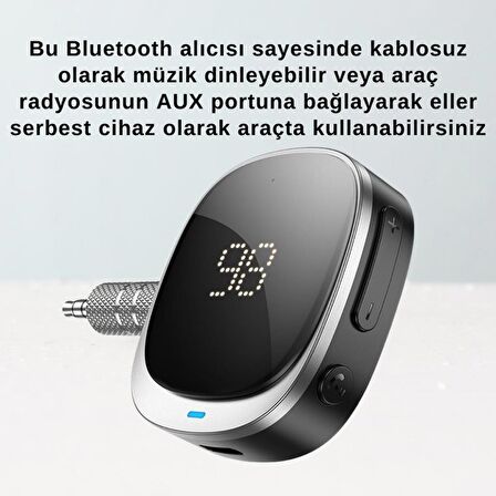 Coofbe Göstergeli Wireless Bluetooth 5.3 3.5mm Jack Aux Araç Ses Aktarım Kit Araç FM Transmitter Aux