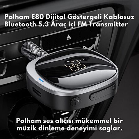 Coofbe Göstergeli Wireless Bluetooth 5.3 3.5mm Jack Aux Araç Ses Aktarım Kit Araç FM Transmitter Aux