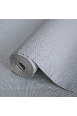 Kaba Keten Kumaş Dokulu Duvar Kağıdı, Gri, Gümüş, Alfa 3716-4 , 16,50 M²