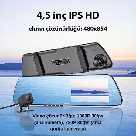 Coofbe HD 1080P Ön Arka Sürüş Kaydedici Dikiz Aynası Araç Kamerası Araç Oto Kamera Sürüş Kamerası Ayna