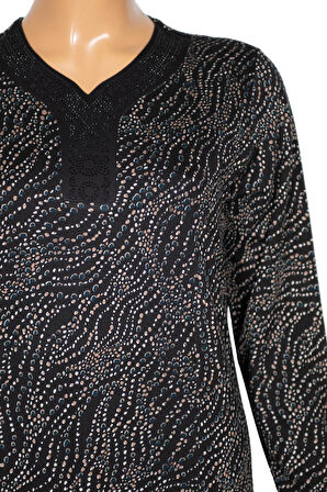 Hesna Kadın Demet Büyük Beden Kuplu Boydan Petrol Elbise D80