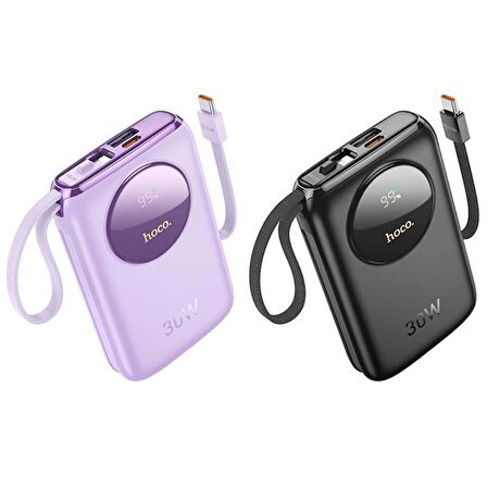 Coofbe Dijital Göstergeli Dahili Type-C Kablolu Ve İphone Kablolu 30W 10000 Mah Powerbank Şarj Cihazı