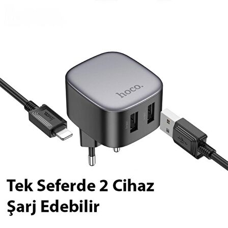 Coofbe Şarj Akım Korumalı Çift USB İphone Kablolu Şarj Başlığı İphone 11 12 13 14 Pro Max Şarj Seti