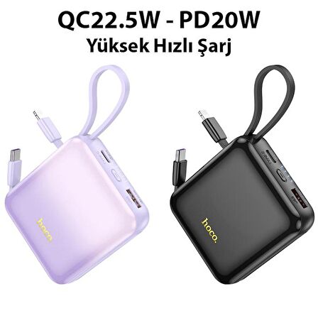 Coofbe Led Göstergeli Dahili Type-C Kablolu Ve İphone Kablolu 22.5W+PD20W 10000 Mah Powerbank Şarj Cihazı