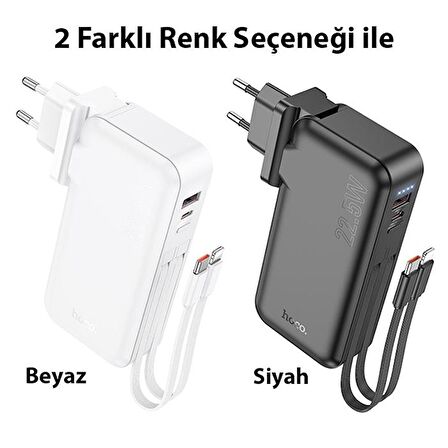 Coofbe Dahili Type-C Kablolu Ve İphone Kablolu 22.5W 10000 Mah Powerbank Ve Priz Girişli Şarj Cihazı