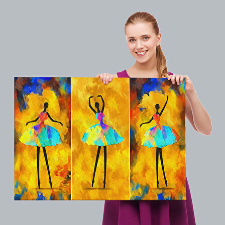 Afrikalı Balerin Kız Yağlıboya Görünüm Dekoratif Kanvas Tablo-3718