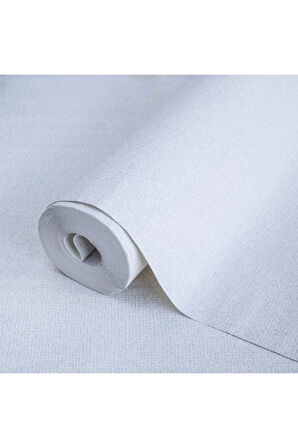Kaba Doğal Keten Kumaş Desenli Duvar Kağıdı, Alfa 3719-1 -Beyaz, 16,50 M²