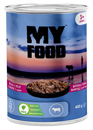 MY FOOD 12 ADET JÖLELİ PARÇA ETLİ YETİŞKİN KÖPEK YAŞ MAMASI BİFTEKLİ