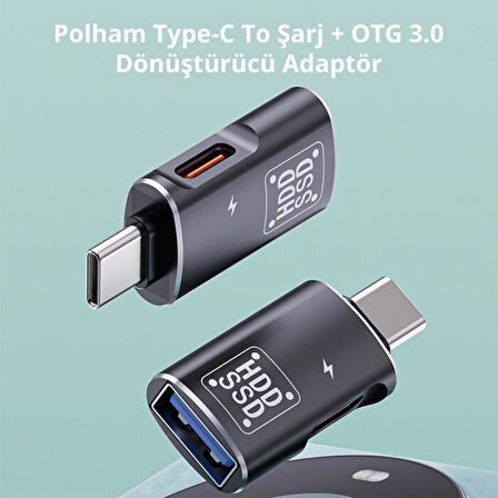 Coofbe 2in1 Type-C To Type-C Ve Usb Dönüştürücü Çevirici Otg Type-C To Şarj Ve Otg 3.0 Dönüştürücü 