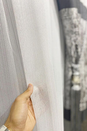 Taç Glamour Ekru Tül Perde Extra Gramajlı 1x3 Sık Pile - Kırışmaz Ütü Gerektirmez
