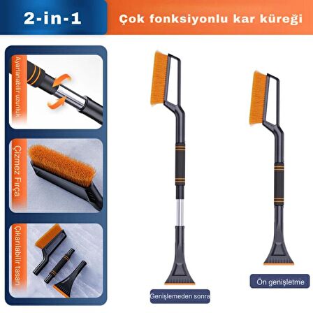 Coofbe Quick Clean 82CM Uzatılabilir 2in1 Araç Kar Fırçası Ve Buz Kazıyıcı Oto Kar Kazıyıcı Aparat