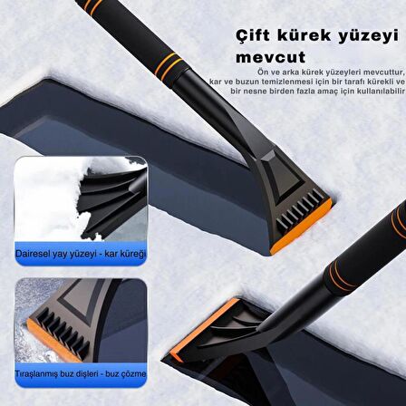 Coofbe Quick Clean 82CM Uzatılabilir 2in1 Araç Kar Fırçası Ve Buz Kazıyıcı Oto Kar Kazıyıcı Aparat