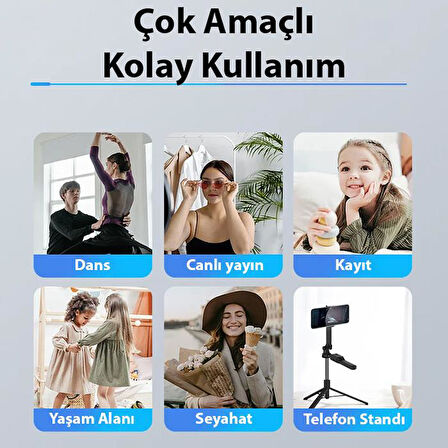 Coofbe Uzaktan Kumandalı Bluetooth Selfie Çucuğu Monopod Uzunluk Ayarlamalı Tripod Canlı Yayın Standı