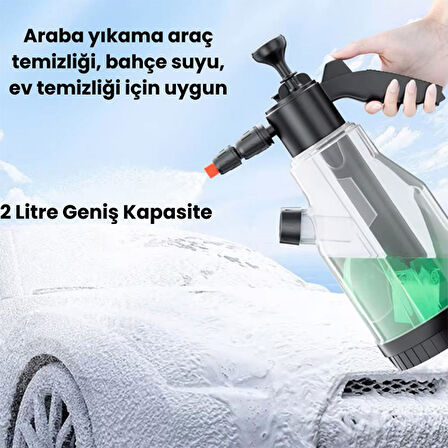 Coofbe Yüksek Basınçlı 2Litre Ev Bahçe Temizlik Araç Yıkama Köpük Püskürtücü Otomatik El Pompası 