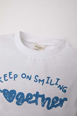 DeFacto Kız Bebek Bisiklet Yaka Baskılı Kısa Kollu Tişört C1453A524SMWT34