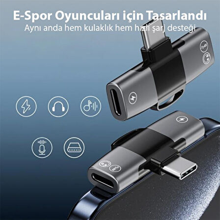 Coofbe 30W Hızlı Şarj Type-c to Type-c Dönüştürücü Çevirici Şarj Kulaklık Adaptörü Type-c Çoğaltıcı
