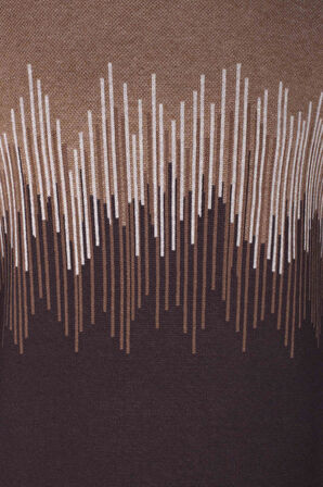 Erkek Triko Camel Bisiklet Yaka Desenli Slim Fit Pamuklu Kazak 3723