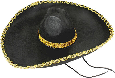 Sombrero Meksika Şapkası Altın Şeritli Yetişkin Boy
