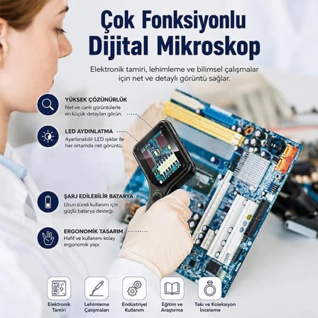 29314 3.0'' IPS Ekranlı El Tipi Dijital Mikroskop (2 MP Kamera PC Kamera)