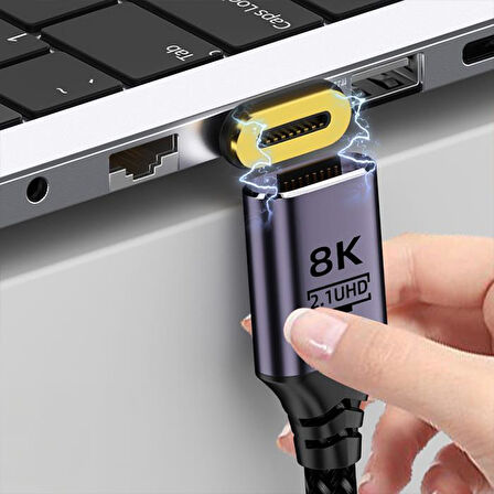 Coofbe Örgü Kopmaz Kablo Moknatıslı Başlık 1Mt 8K 60Hz HDMI Kablo Görüntü Aktarım Kablosu 7680x4320