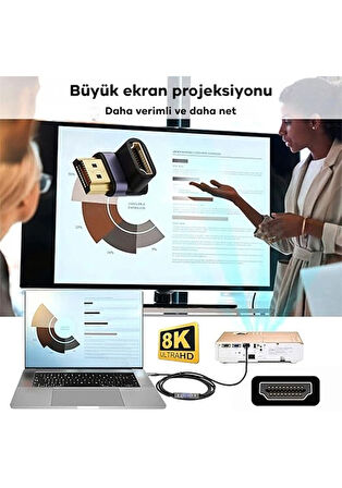 ALLY HDMI To HDMI 8K 2.1UHD 90 Derece Mıknatıs Başlıklı Çevirici Otg Adaptör