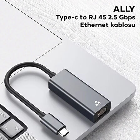 ALLY Type-c to RJ 45 2.5 Gbps Ethernet kablosu