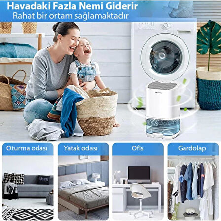 Coofbe Led Işıklı Otomatik Banyo Mutfak Oda Dolap 1000ml Nem Alma Cihazı Mantar Rutubet Nem Önleyici