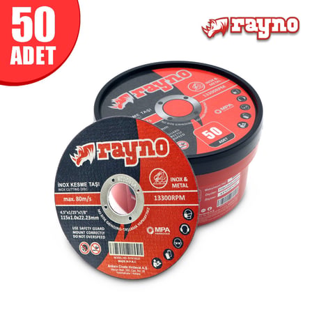 Rayno Metal Kesici 115x1.0x22.23 Inox Kesme Taşı - 50 adet -  RYN10020
