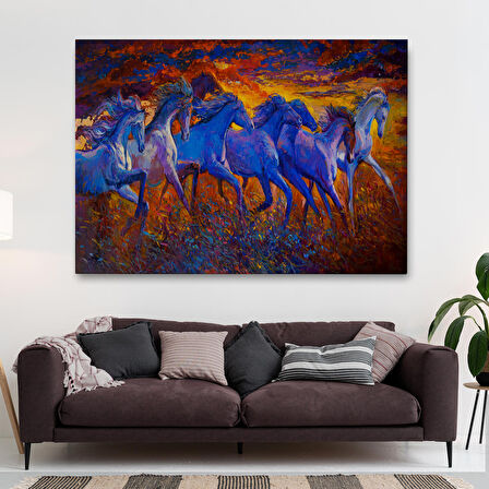 Koşan Atlar Dekoratif Kanvas Duvar Tablosu-3725