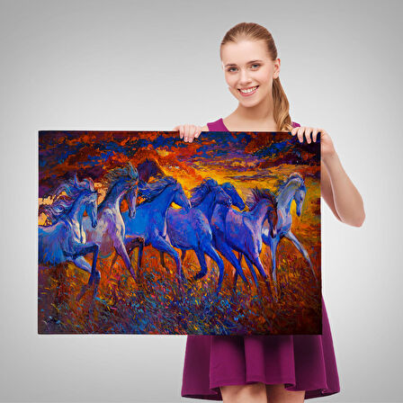 Koşan Atlar Dekoratif Kanvas Duvar Tablosu-3725