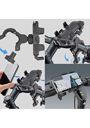 ALLY Motosiklet Bisiklet İçin Gidon Bağlantılı Alüminyum Telefon Tutucu