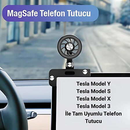 Polham Tesla Model Y, Model S, Model X, Model 3 Ekranı İle Uyumlu Manyetik Telefon Tutucu, Titremez Sarsılmaz