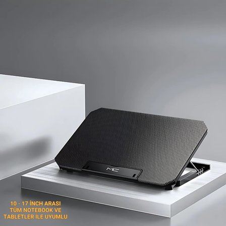 Polham Hızı Ayarlanabilir Laptop Soğutucu Notebook Standı - 4 Kademeli Yükseklik Ayarlı, 2 USB Girişli Stand