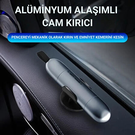 Polham 2in1 Araç İçi Cam Kırıcı ve Emniyet Kemer Kesici, Premium Acil Durum Kiti, Hayat Kurtarıcı Kırmızı