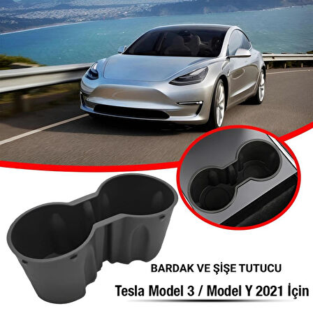 Polham Tesla Model 3 ve Model Y ile Uyumlu Bardak ve Şişe Tutucu, Temizlenebilir Çıkabilen Silikon Bardak Tutucu
