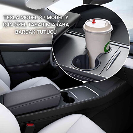 Polham Tesla Model 3 ve Model Y ile Uyumlu Bardak ve Şişe Tutucu, Temizlenebilir Çıkabilen Silikon Bardak Tutucu