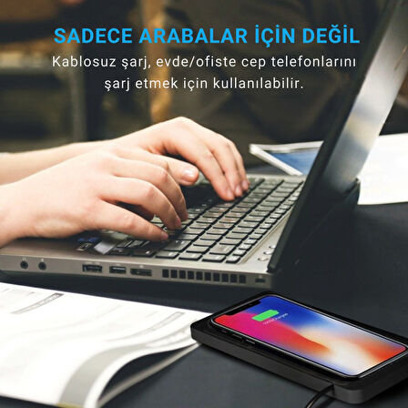 Polham 20W Süper Hızlı Kaymaz Kauçuk Kablosuz Şarj Aleti, Araç ve Masaüstü Kullanıbilir, Su Geçirmez Şarj Pedi