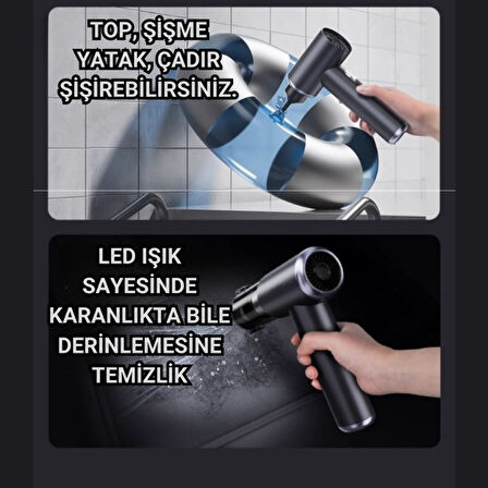 Polham 130W 20.000PA 7800Mah Şarjlı Profesyonel Araç Süpürgesi, Led Işıklı Oto Süpürge ve Üfleme Makinası