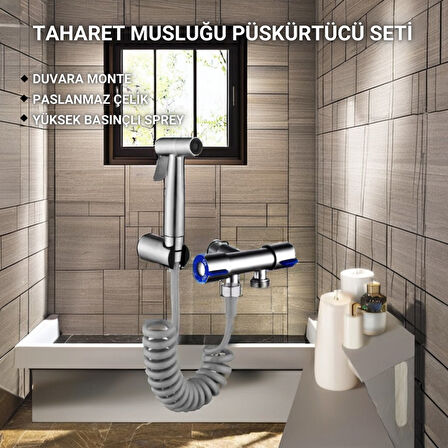 Polham Paslanmaz Çelik Spiral Hortumlu Musluk Çoğaltıcı Tüm Musluklara Uyumlu, Banyo, Tuvalet, Musluk Çoğaltıcı