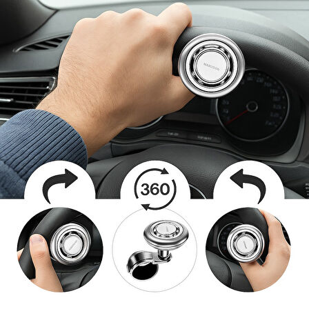 Polham 360 Derece Dönebilen Direksiyon Çevirme Topuzu – Tüm Araçlarla Uyumlu, Kamyon, Tır, Traktör, Direksiyon Çevirme Topuzu Kırmızı