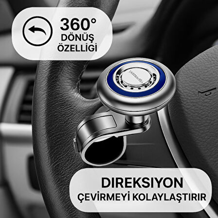 Polham 360 Derece Dönebilen Direksiyon Çevirme Topuzu – Tüm Araçlarla Uyumlu, Kamyon, Tır, Traktör, Direksiyon Çevirme Topuzu Mavi