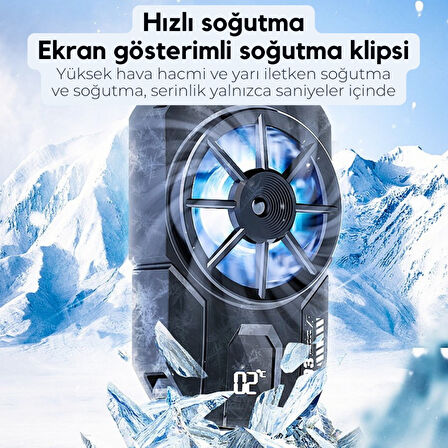 Polham Tüm Telefonlara Uyumlu 7000RPM Buz Tipi Soğutucu | Buz Mavisi LED Işık | Oyuncular İçin Özel Tasarım