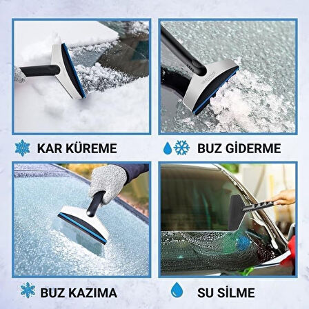 Polham 25CM Ergonomik Araç Camı Kar Kazıyıcı, Çizik Yapmaz, Eli Yormaz Pratik Kar ve Buz Kazıyıcı 