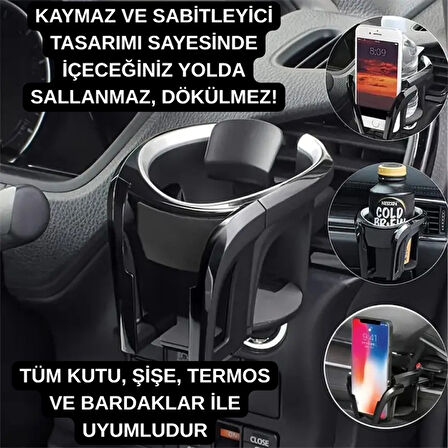 Polham Araç Telefon ve Bardak Tutucu – Sallanmayı Engeller, Ayarlanabilir Yapı, Havalandırma Izgarası Montajlı