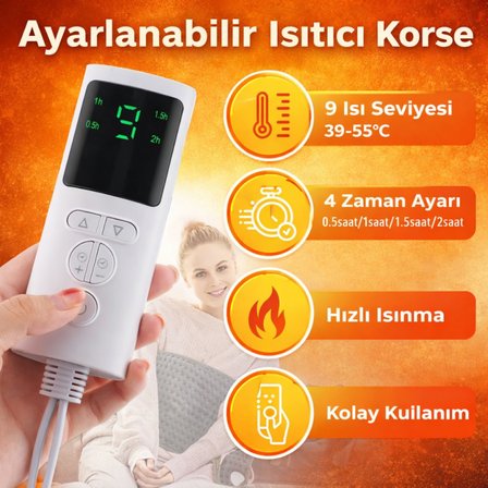 Polham Elektrikli 3 Kademe Isı – Zaman Ayarlı Isıtmalı Korse, Bel, Sırt, Omuz, Karın, Bacak Diz Isıtıcı Kemer