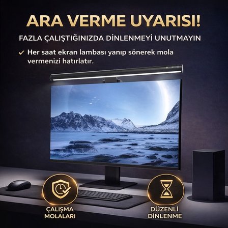 Polham Profesyonel 50 CM Ayarlanabilir LED Monitör Işığı, Göz Korumalı Renk Sıcaklığı Ayarlı Alüminyum Monitör Lambası
