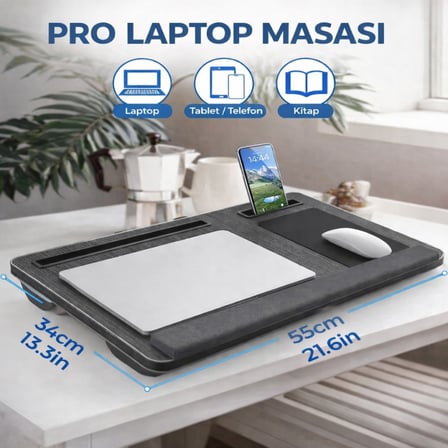 Polham Minderli Bilek Destekli Telefon Tutuculu Mouse Padli Taşınabilir Laptop Masası – Dizüstü Çalışma Sehpası