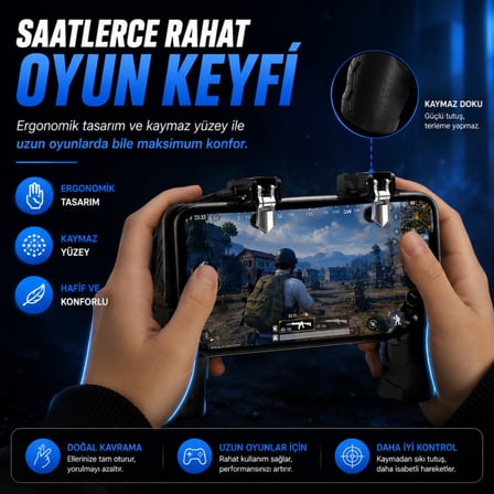 Polham Tetikli Telefon Oyun Kolu, PUBG Free Fire Call of Duty İçin Ergonomik Oyun Kontrol Aparatı, 4.7-6.7 İnç Telefon Uyumlu